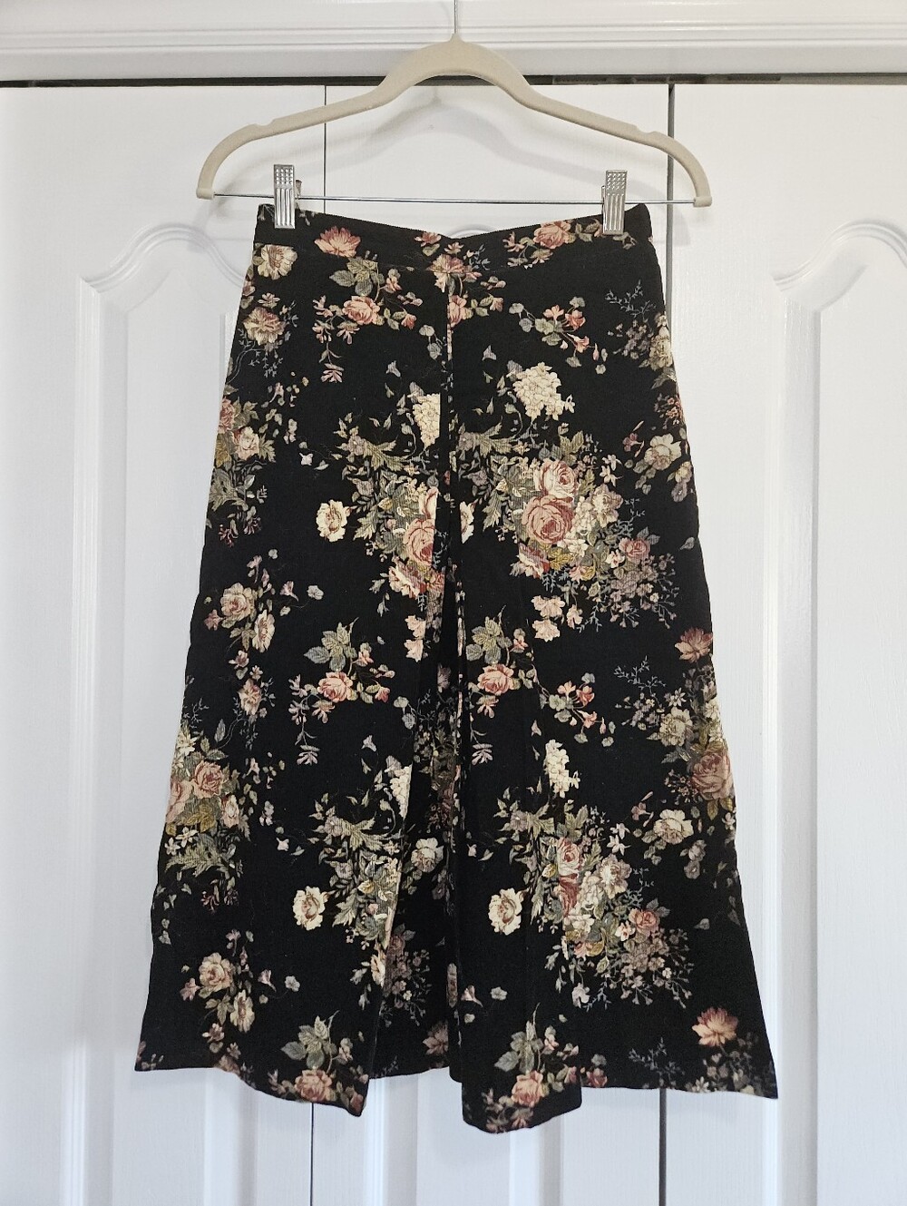 Corduroy Skirt with Floral Pattern